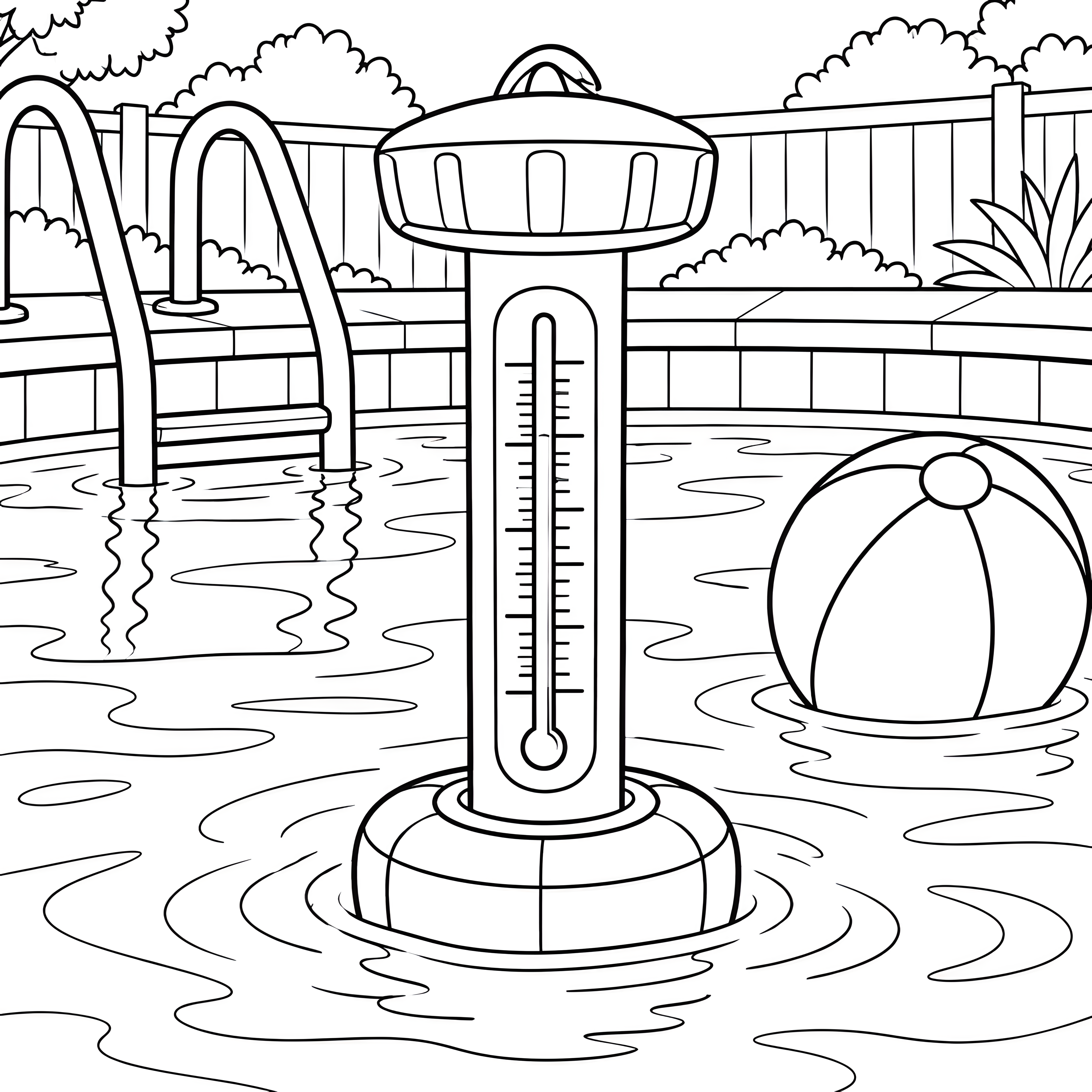 Sommerliches Poolthermometer mit Strandball-Malvorlage für Wasserratten