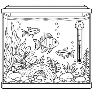 Lebendiges Aquariumsthermometer-Ausmalbild für Wasserratten