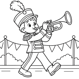 Stolzer Trompeter in Uniform Ausmalbild für kleine Abenteurer