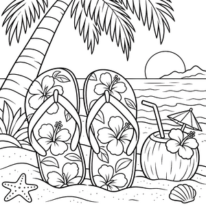 Exotische Flip-Flops mit Kokosnuss-Malbild für verträumte Spürnasen