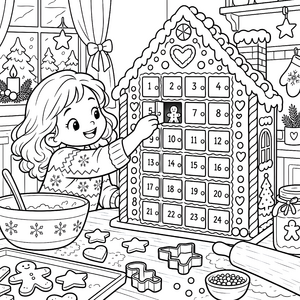 Verspielter Adventskalender mit Plätzchen Malvorlage für verträumte Bastler