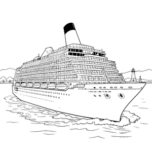 Prachtvolles Kreuzfahrtschiff mit Leuchtturm Malbild für junge Landratten