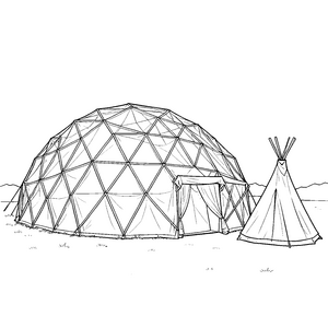 Stabiles Geodätenzelt mit Tipi Ausmalvorlage für kleine Spürnasen