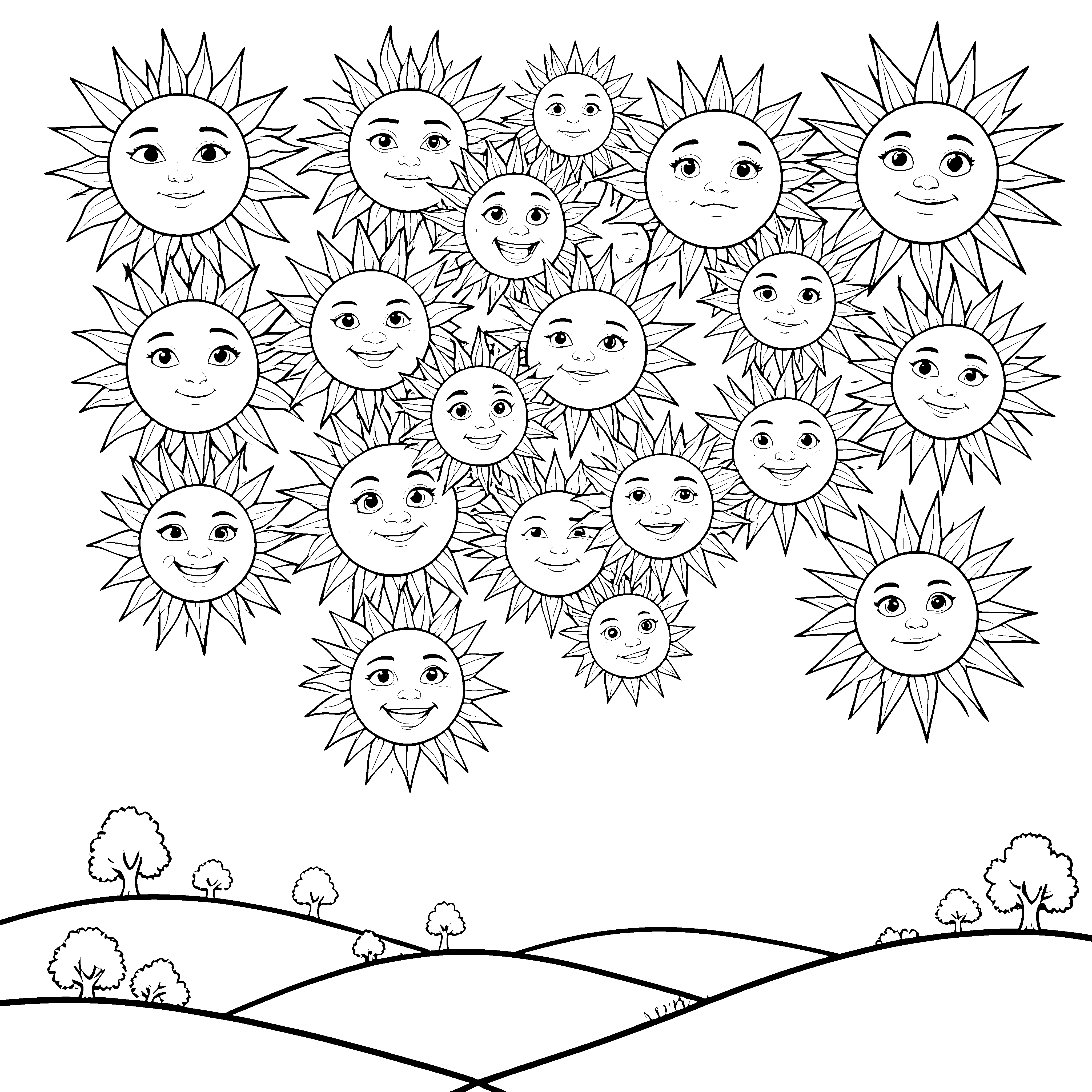 Verspielte Sonnenwolke Malbild für kleine Strahlenfreunde