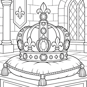 Majestätische Krone mit Saphiren Malvorlage für kleine Schatzgräber