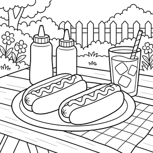 Deftige Hotdogs mit Senf Malbild für mutige Snackfans