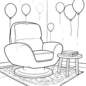 Festlicher Schwingsessel mit Ballons Malvorlage für verträumte Abenteurer