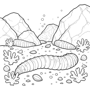 Lange Seegurken am Sandboden Malvorlage für kleine Wasserratten