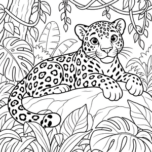 Majestätischer Leopard auf einem Stein Ausmalbild für mutige Tierfreunde