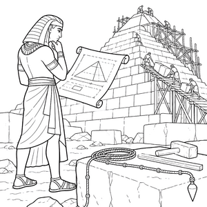 Weiser Planer am Pyramidenbau Malbild für mutige Tüftler