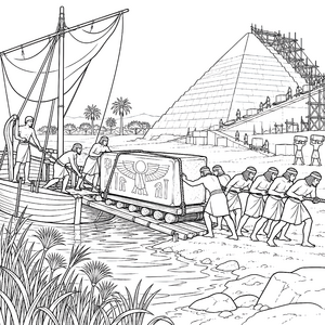 Spektakulärer Pyramidenbau mit Sarkophag am Ufer Malbild für Abenteurer