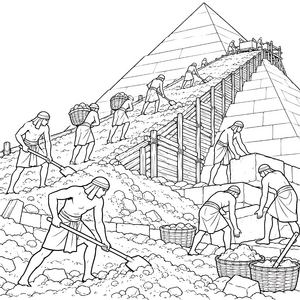 Eifer Pyramidenbau mit Arbeitern Malvorlage für verträumte Spürnasen