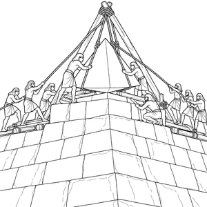 Mächtiger Pyramidenbau mit Seilzügen Ausmalbild für verträumte Weltenbummler