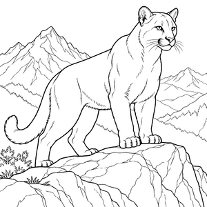 Stolzer Puma auf Felsen Malbild für malfreudige Tierfreunde