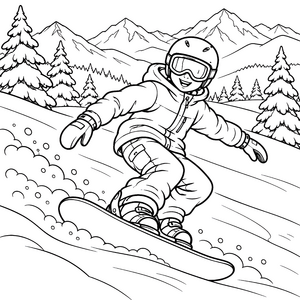 Coole Snowboarder in der Bergwelt Ausmalvorlage für mutige Wintersportler