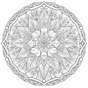 Festliches Adventskranz-Mandala mit Glöckchen Malbild für kreative Winterträumer