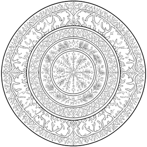 Festliches Schneeflocken-Mandala Ausmalbild für malfreudige Weltenbummler