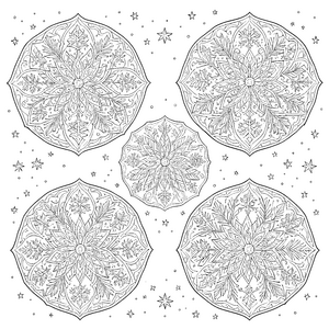Festliche Tannenzweig-Mandalas mit Sternen Ausmalvorlagen für neugierige Weltenbummler Ausmalbild