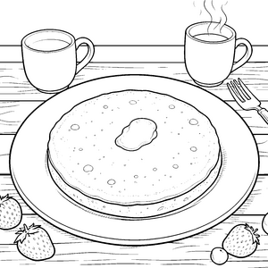 Duftender Pfannkuchen mit Erdbeeren Ausmalbild für kleine Genießer