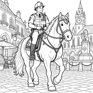 Stolzer Reiter mit Pferd Malvorlage für neugierige Abenteurer
