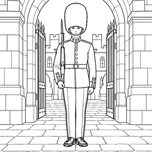 Stolzer Wächter vor dem Schloss Ausmalbild für junge Ritter