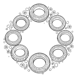 Prachtvolle Ringe mit Blumen Ausmalvorlage für junge Bastler