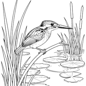Beharrlicher Eisvogel auf Zweig Ausmalvorlage für kleine Spürnasen