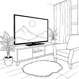 Gemütlicher Fernseher mit Berglandschaft Malbild für technikbegeisterte Wohnzimmerfans