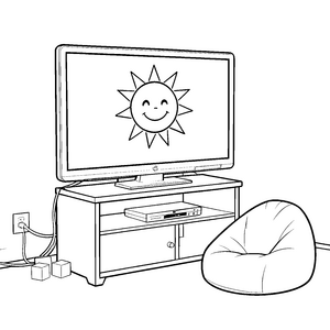Heiterer Fernseher mit lachender Sonne Malvorlage für neugierige Tüftler