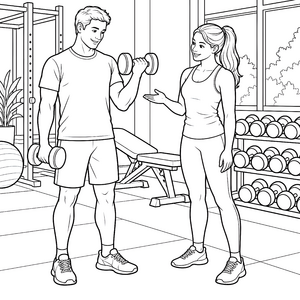 Motivierter Sportler mit Hanteln Ausmalvorlage für malfreudige Fitnessbegeisterte