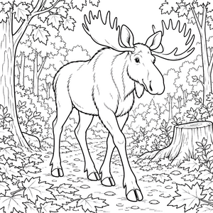 Majestätischer Elch im Laubwald Malvorlage für fröhliche Waldgeister