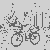 Hipster auf dem Fahrrad mit buntem Obst Ausmalbild für kreative Köpfe
