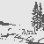 Eisbär am Ufer mit Tannenbaum Ausmalbild für kleine Naturfreunde