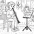 Konzentrierte Klarinette im Musikzimmer Ausmalbild für Tüftler