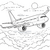 Mächtiges Passagierflugzeug über Wolken Malbild für neugierige Luftfahrer