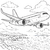 Überraschendes Passagierflugzeug über Küstenlandschaft Malvorlage für kreative Fernreisende