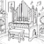 Stumme Orgel mit Hocker Ausmalvorlage für Weltenbummler