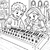Begeisterte Kinder am Synthesizer Ausmalvorlage für junge Musikfreunde