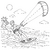 Übermütiger Kitesurfer mit Palme Malvorlage für Sonnenanbeter