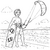 Fröhlicher Kitesurfer mit Board Malbild für Abenteurer