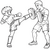 Eifriger Kickboxer beim Training mit Pads Malvorlage für junge Leistungssportler