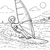 Freudiger Jüngling beim Windsurfen Malbild für mutige Wasserratten