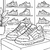 Glänzende Turnschuhe im Schuhregal Ausmalbild für kleine Schnüffler