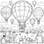 Farbenfrohe Heißluftballons über dem Festplatz Ausmalbild für malfreudige Weltenbummler