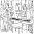 Freundlicher Lehrer am Keyboard Ausmalbild für fröhliche Musikfans