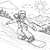 Energetischer Snowboarder im tiefen Powder Malvorlage für neugierige Freizeitsportler