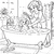 Liebevolle Badewanne mit Hund und Mädchen Malvorlage für verträumte Tierfreunde