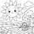 Verspielte Kawaii-Sonne beim Picknick Ausmalvorlage für fröhliche Naturfreunde