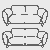Stilvolles Zweisitzer-Sofa in abstrakter Form Ausmalbild für kreative Raumgestalter