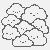 Fröhliche Kawaii-Wolken-Gruppe Bastelmotiv für neugierige Himmelsbewohner